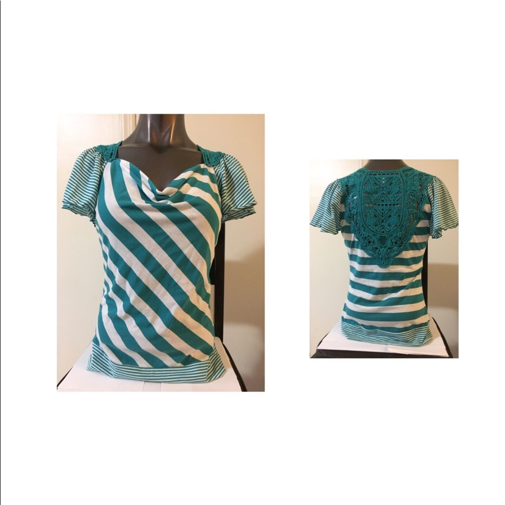 Bongo Striped and Lace Top